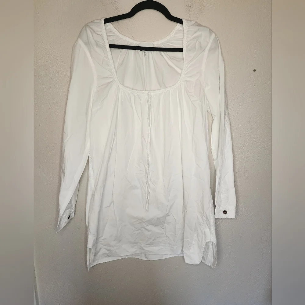 GANNI Organic Poplin Cotton Dress Square Neck | White - Picture 3 of 8